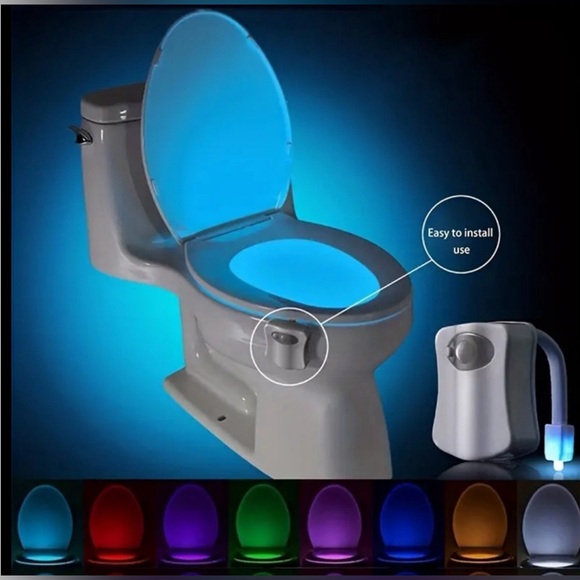 1pc Motion Sensor Toilet Night Light, 8-Color LED Bowl Light - Picture 1 of 8